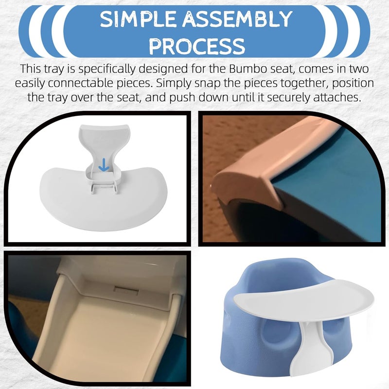 LuQiBabe Baby Booster Seat Tray Attachment Only Compatible with Bumbo Baby Infant Toddler Floor Seat Feeding Tray for Boys and Girls 3 to 12 Months - White - Image 5